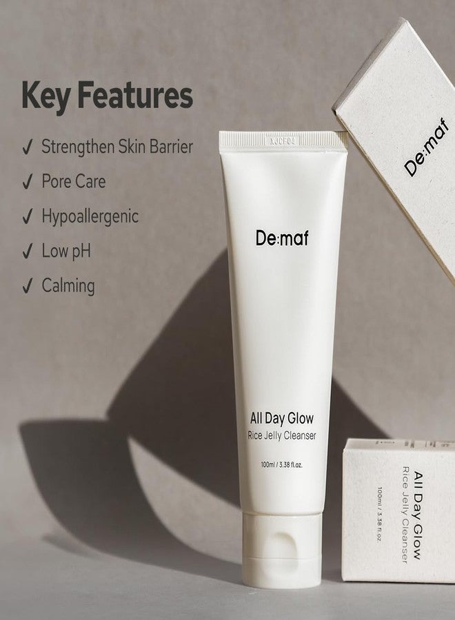De:maf All Day Glow Rice Jelly Cleanser, 56% Rice Extract, Low pH Cleanser, Soothing and Calming, Keeps Skin Moist After Cleanse, Suitable for Sensitive Skin, Korean Skincare (100ml, 3.38, Fl Oz) - Image 2