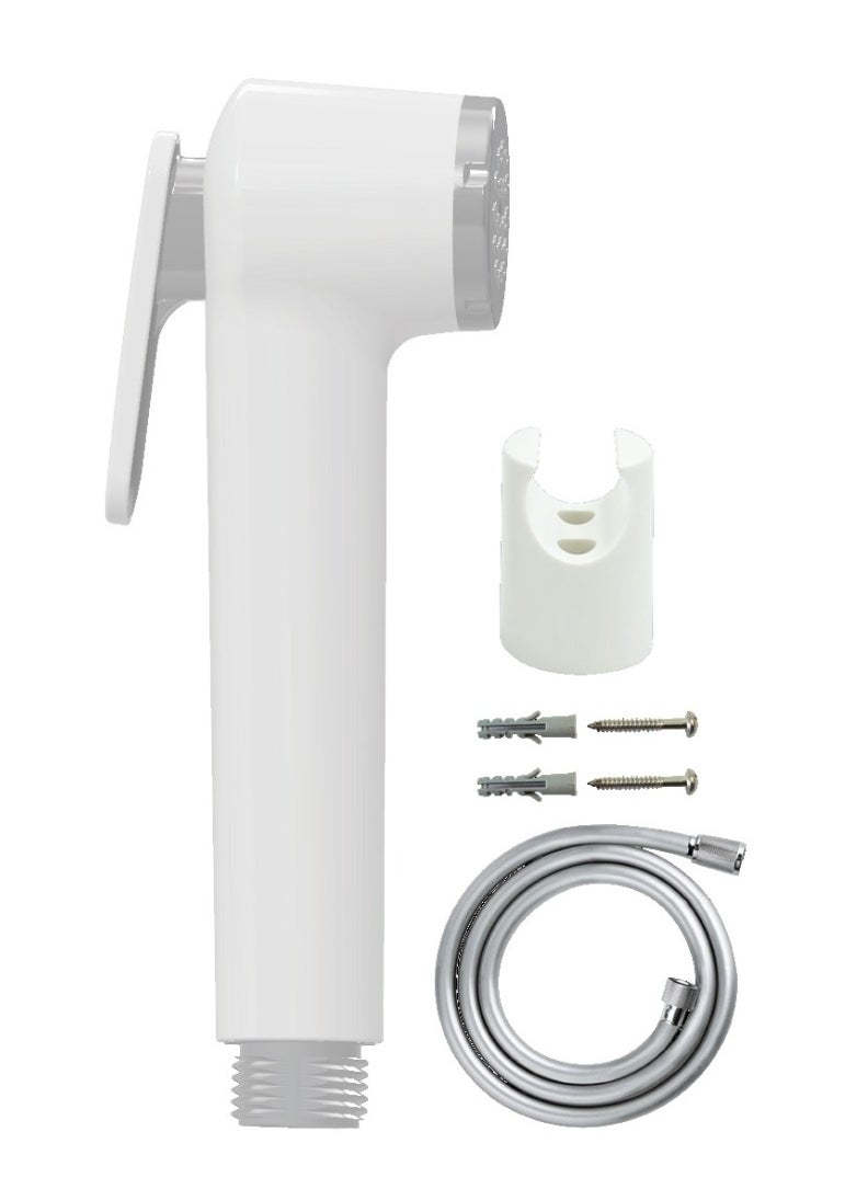 Uni flo Uni flo Shattaf Set - White Handheld Shower Bidet Sprayer for Toilet with Wall Holder and Silver Hose - Made in UAE  - Image 1