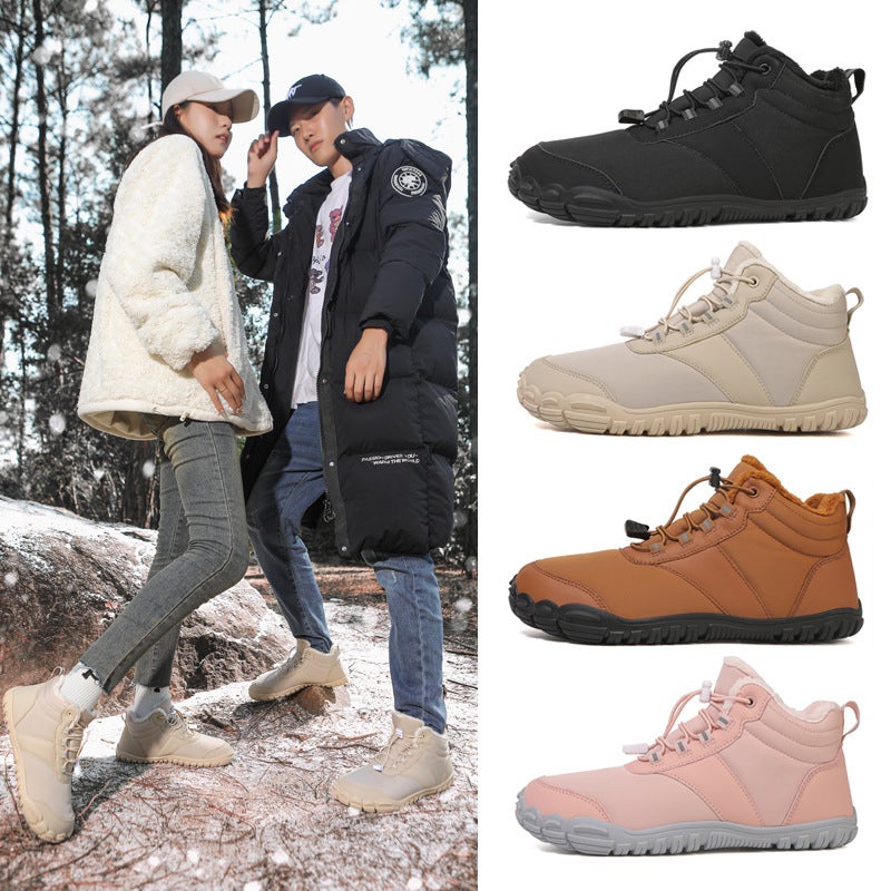 Winter Fleece-Lined Waterproof Five-Finger Snow Boots Warm And Comfortable Couples High-Top Casual Cotton Shoes - Image 2