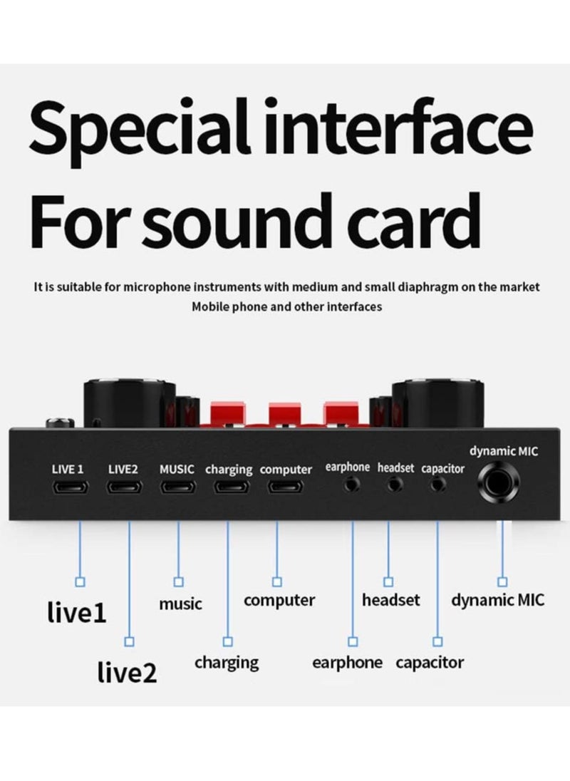 Generic V8S -Live Sound Card, Audio Mixer USB External Sound Card Headset Microphone  - Image 4