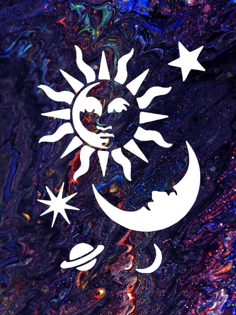 STENCILAIR Celestial Sun Moon Stars Board, 8.5" x 11" Stencil - Image 2