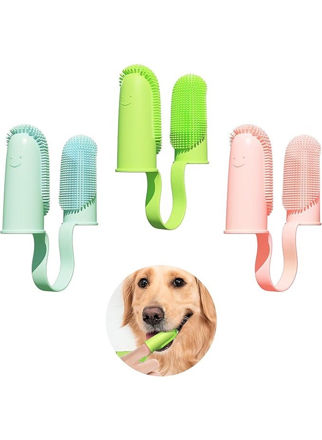 3-Pack Finger Toothbrush Set for Easy Teeth Cleaning, Two-Finger Toothbrush Dental Care for Puppies, Cats, and Small Pets - Image 1