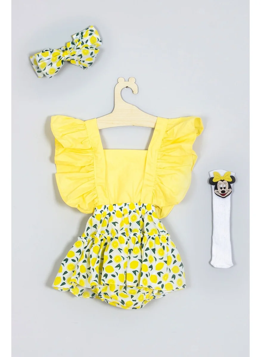 Ada Bebek Çocuk Ada Baby Kids Frilly Lemon Patterned Miki Knee Socks Set