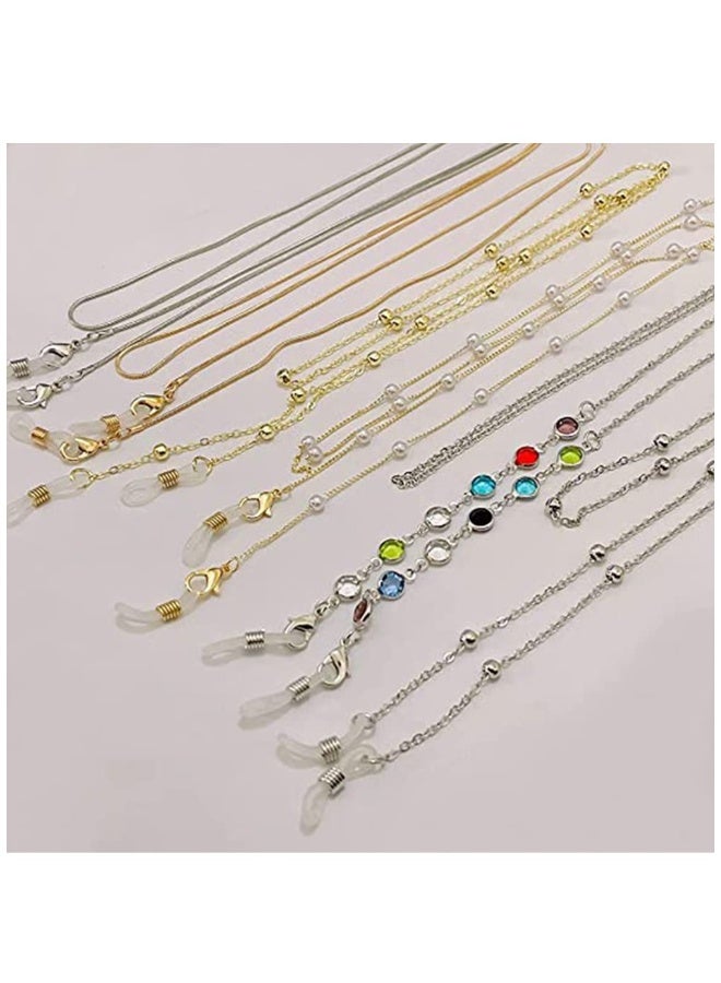 6 Pieces Glasses Holder Chain Lanyard Necklace Sunglass Fashion Eyeglass Glasses Chains Eyewear Retainer Beaded Eyeglass Strap Holder Anti-lost Leash Around Neck for Women Girls - Image 5
