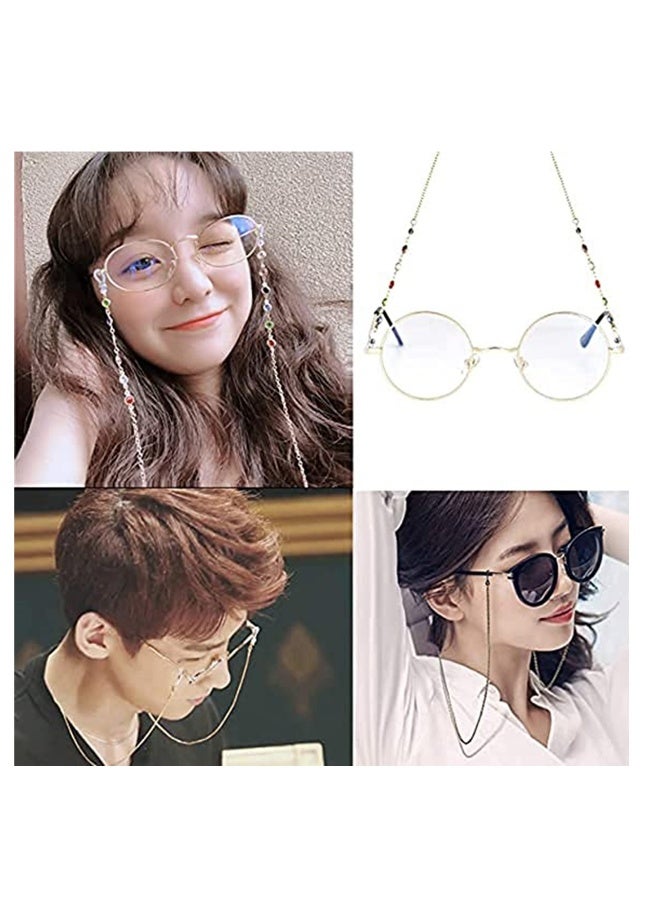 6 Pieces Glasses Holder Chain Lanyard Necklace Sunglass Fashion Eyeglass Glasses Chains Eyewear Retainer Beaded Eyeglass Strap Holder Anti-lost Leash Around Neck for Women Girls - Image 3