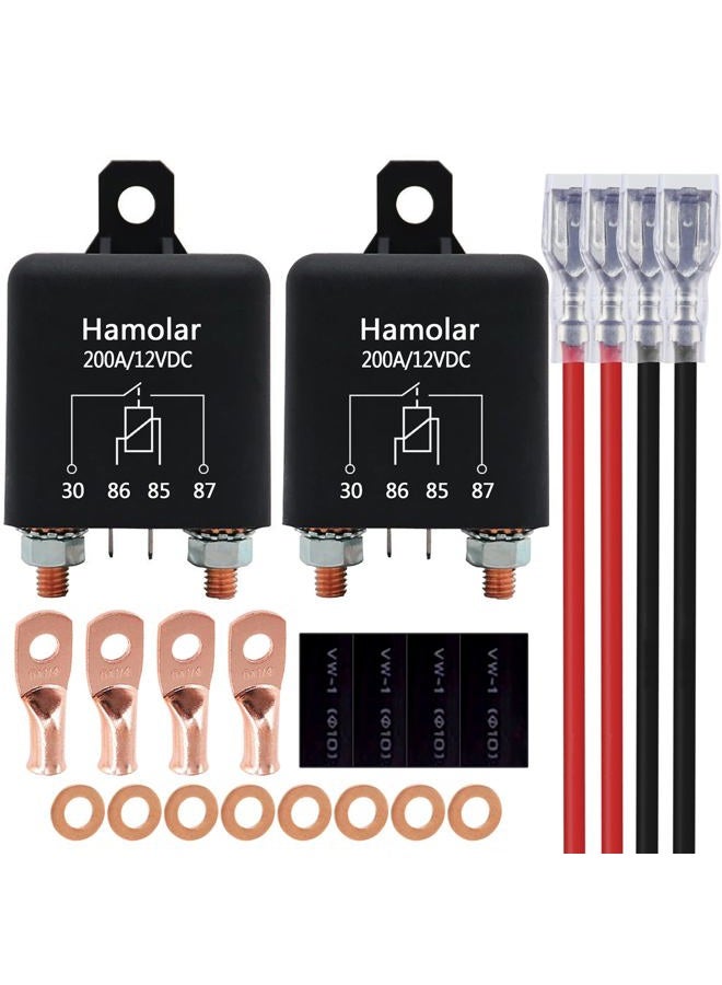 Hamolar 2 Pack 12V DC 200 Amp Relay Switch Car Starter Heavy Duty Split Charge with 6 x 1/4 Terminal for Truck Boat Marine - Image 1