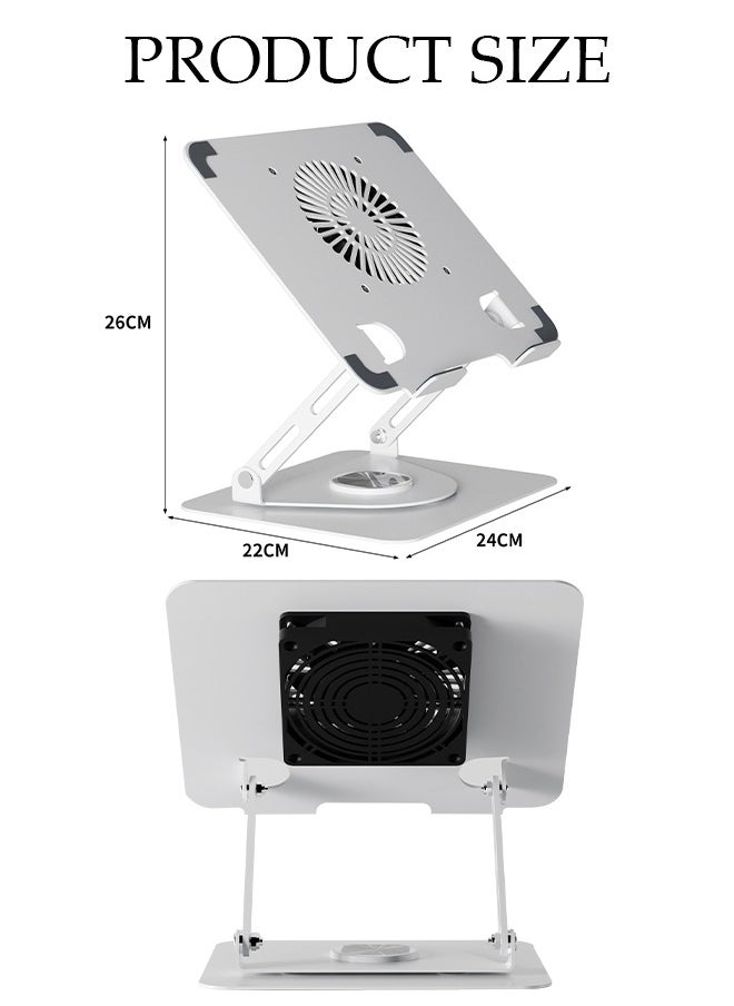 DUNISO Adjustable Laptop Stand with 360° Rotating Cooling Fan, Aluminium Alloy Multi-Angle Computer Holder for Desk, Portable Notebook Metal Mount Compatible with All Laptops 10"-17"  - Image 4