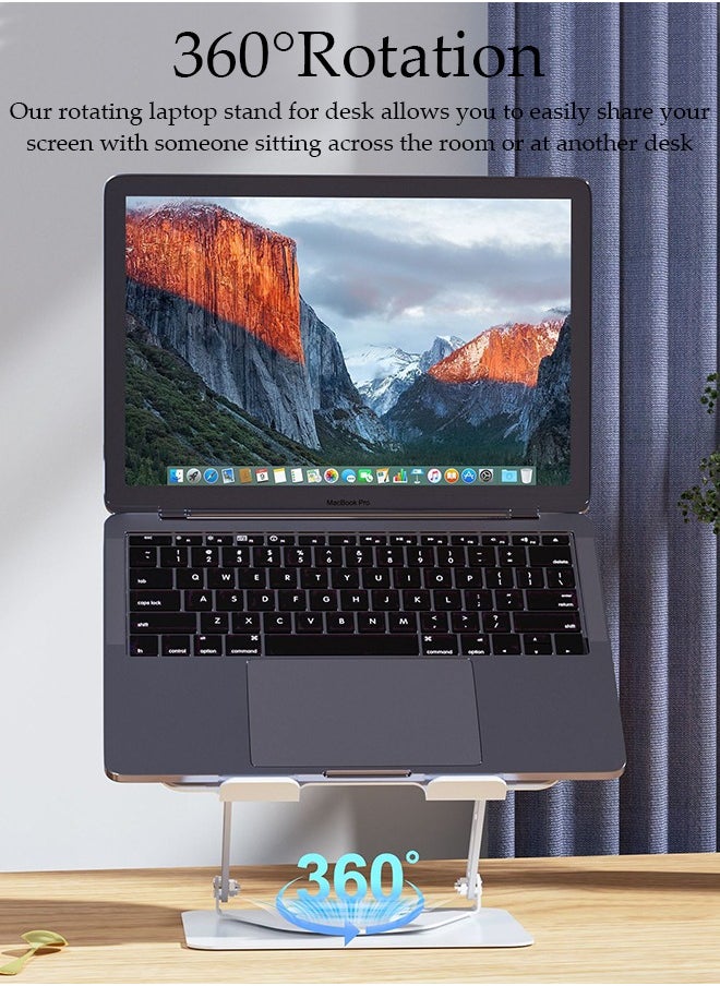 DUNISO Adjustable Laptop Stand with 360° Rotating Cooling Fan, Aluminium Alloy Multi-Angle Computer Holder for Desk, Portable Notebook Metal Mount Compatible with All Laptops 10"-17"  - Image 2