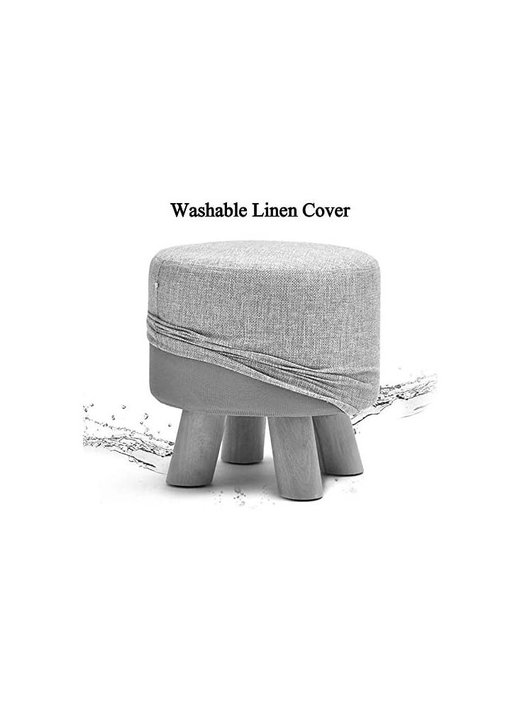 FFD Round Ottoman Stool Pouf Footrest Footstool with Non Skid Wooden Legs Shoe Change Chair For Living Room Bedroom Kids Room with Padded Seat - Image 4