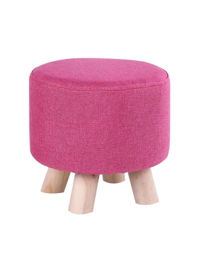 FFD Round Ottoman Stool Pouf Footrest Footstool with Non Skid Wooden Legs Shoe Change Chair For Living Room Bedroom Kids Room with Padded Seat - Image 1