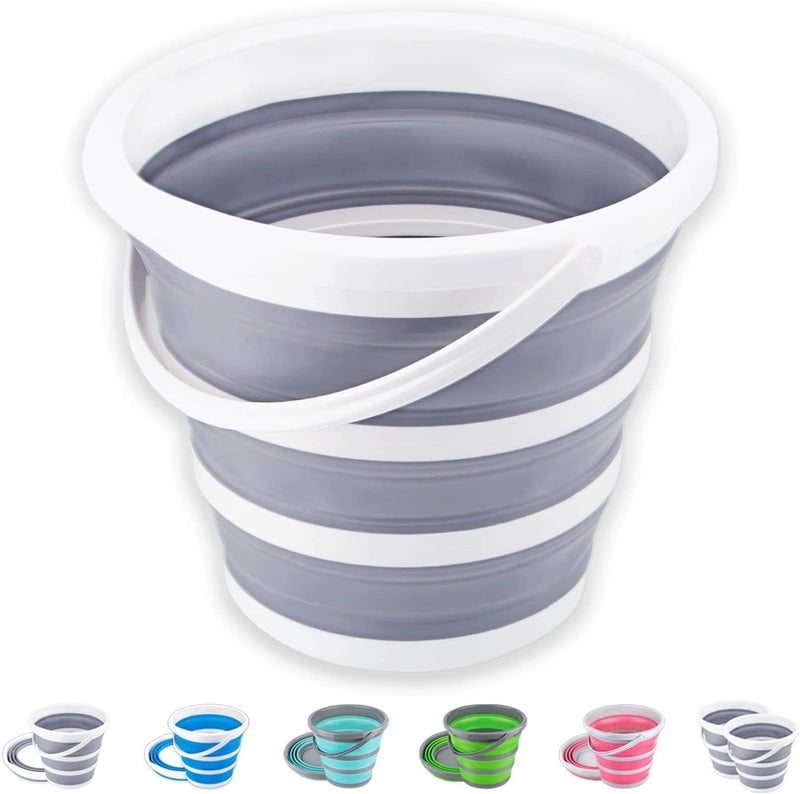 PRABODH Foldable Round Bucket Collapsible Bucket Camping Garden Activities Foldable Cleaning BucketSilicone Folding BucketFoldable Square BucketMulti Color 10 Liter Pack of 1