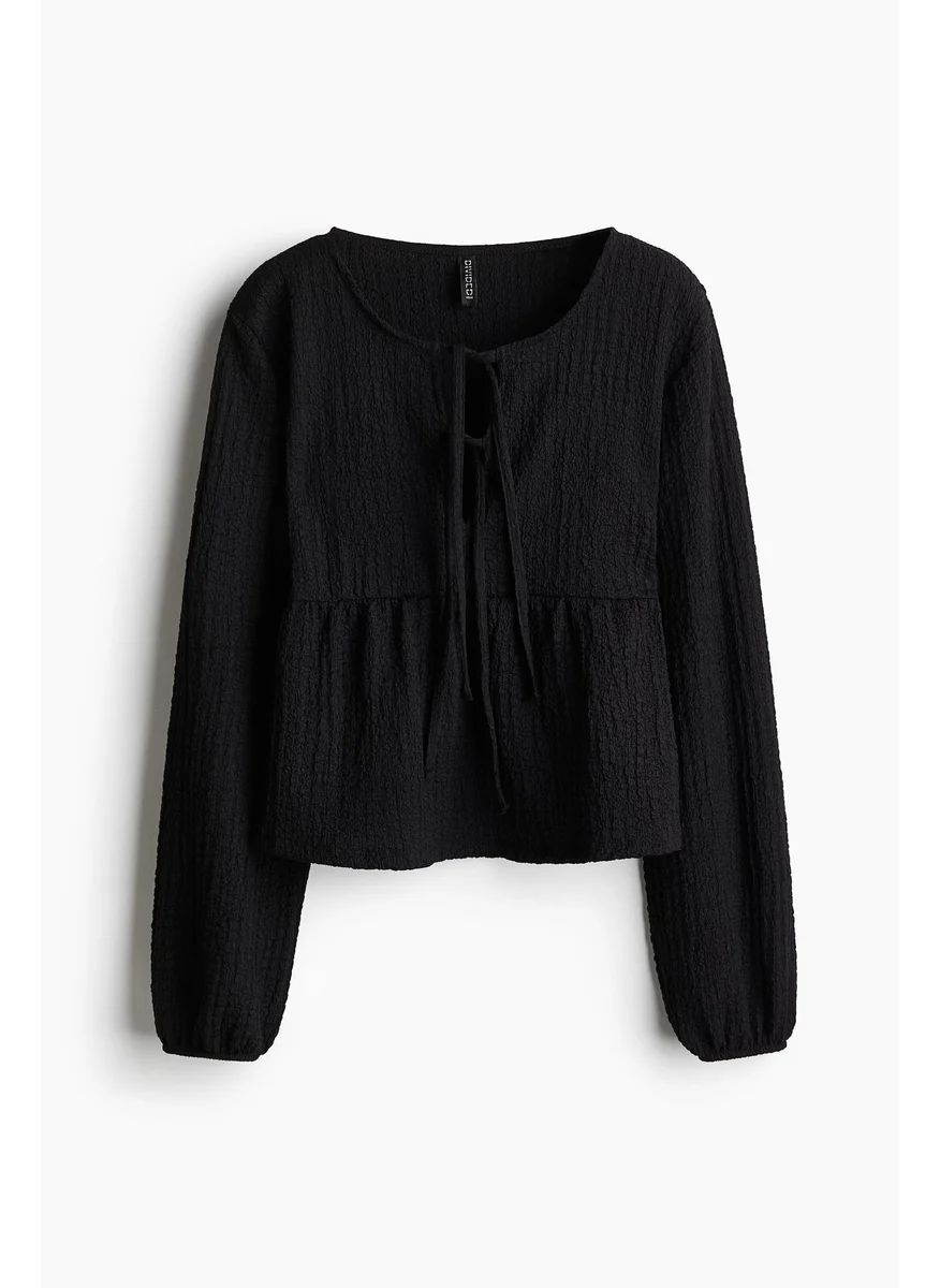 اتش اند ام Crinkled Tie-Detail Top