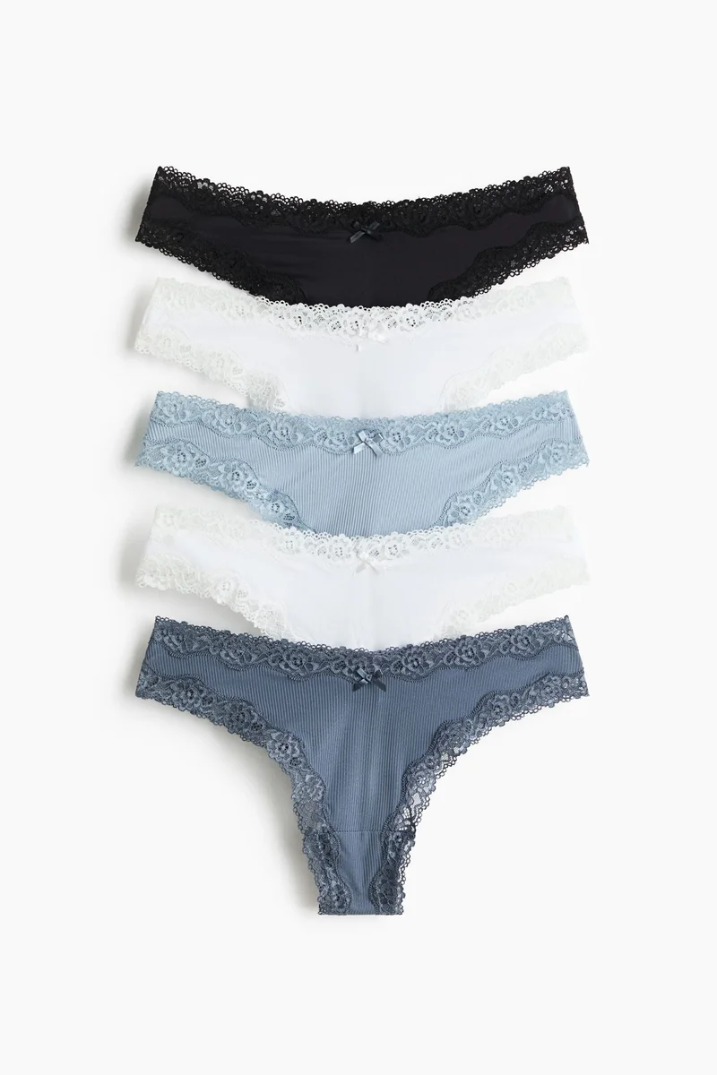 H&M 5-pack microfibre and lace Brazilian briefs