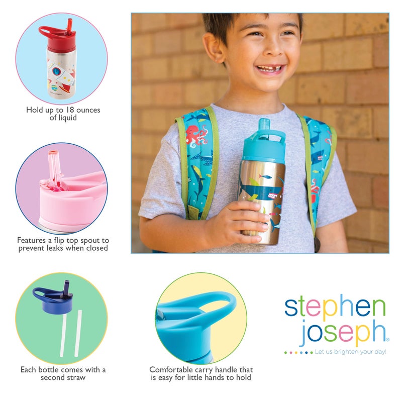 Stephen Joseph Stainless Steel Water Bottles, 18 OZ, Straw lid, Reusable tumbler, Insulated, Sports - Image 5