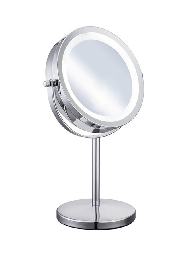 Loquat 5X Magnification Facial Makeup Mirror With LED Light Silver