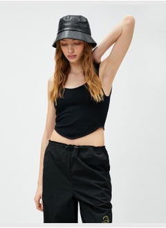 KOTON Ribbed Asymmetric Cut U Neck Crop Tank Top  - Image 2