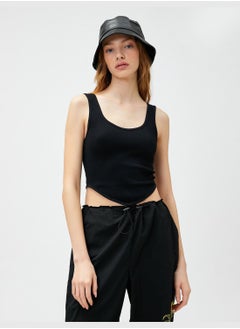 KOTON Ribbed Asymmetric Cut U Neck Crop Tank Top  - Image 3