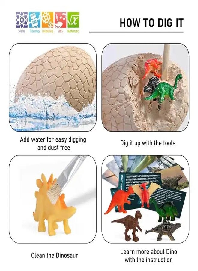 Zyamalox Dino Excavation Expedition Kit: Educational Science Activities for Kids 3-12 Years - 1 Jumbo Egg with 6 Surprise Dinosaurs | STEM Toy Gift for Boys and Girls - Image 5