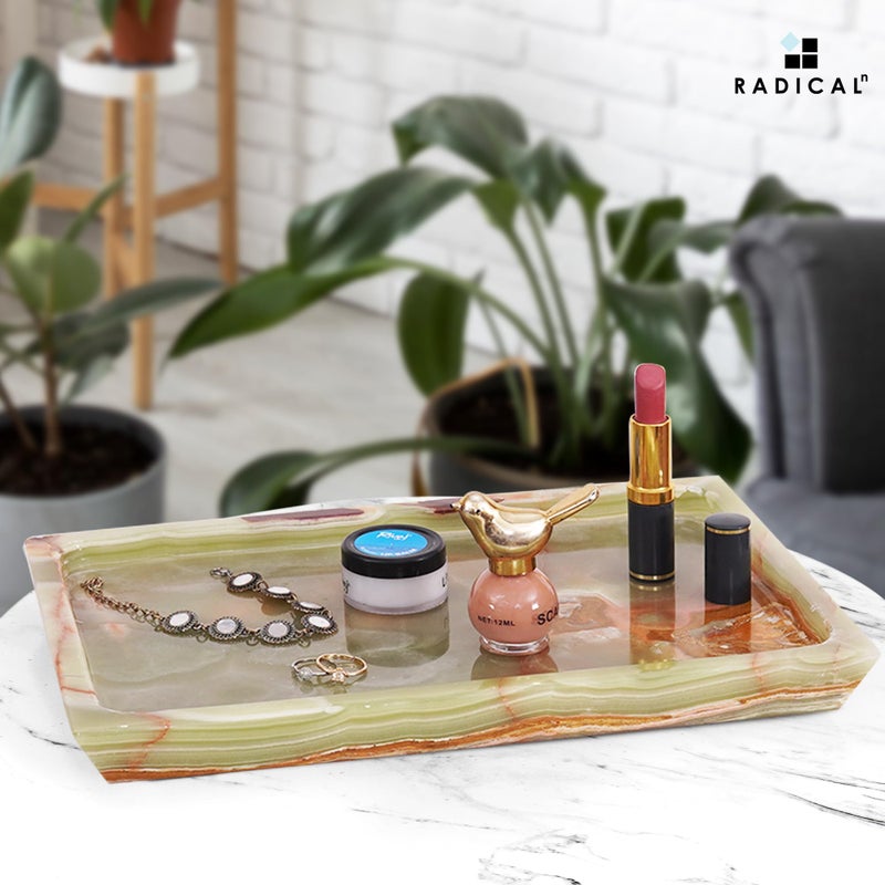 RADICALn Handmade Green Marble Rectangle Serving Tray – 12 Inch Platter for Kitchen, Bathroom & Coffee Table, Ideal Decorative Candle Dish & Stylish Home Organization Accessory - Image 2