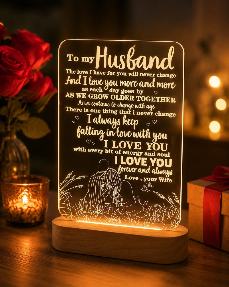 Dunekart Romantic Gift for Husband from Wife | “To My Husband” Decorative LED Light | Anniversary, Birthday & Valentine’s Day Gift for Him - Image 1