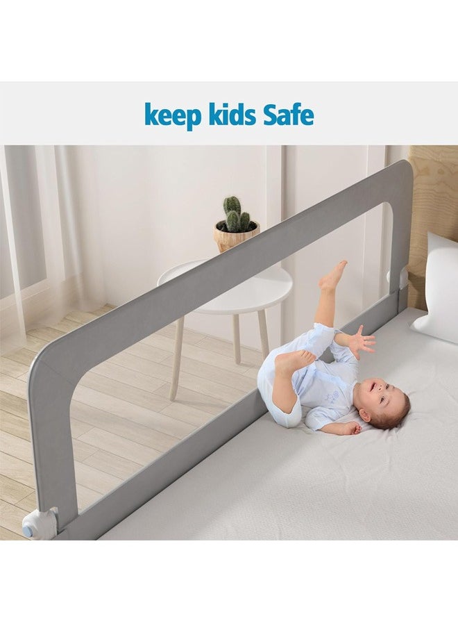 Beauenty Foldable Crib Bed Rail Guard Upgraded Child Guardrail Designed for Single Bed and Double Bed  Height Adjustable Comfortable Safety One-Piece Fence  - Image 4