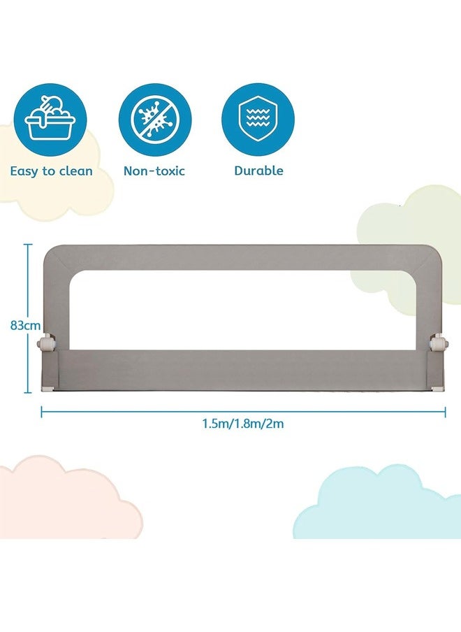 Beauenty - Foldable Crib Bed Rail Guard Upgraded Child Guardrail Designed for Single Bed and Double Bed  Height Adjustable Comfortable Safety One-Piece Fence - Image 1