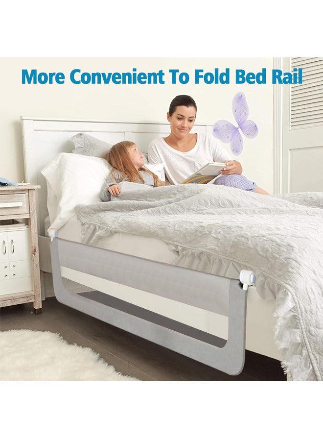 Beauenty Foldable Crib Bed Rail Guard Upgraded Child Guardrail Designed for Single Bed and Double Bed  Height Adjustable Comfortable Safety One-Piece Fence  - Image 3