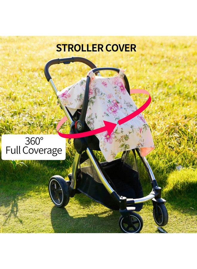 insular Floral Car Seat Covers for Babies, Infant Minky Car Seat Canopy Cover for Boys Girls, Newborn Carseat Cover, Breasstfeeding Nursing Cover, Rose - Image 5