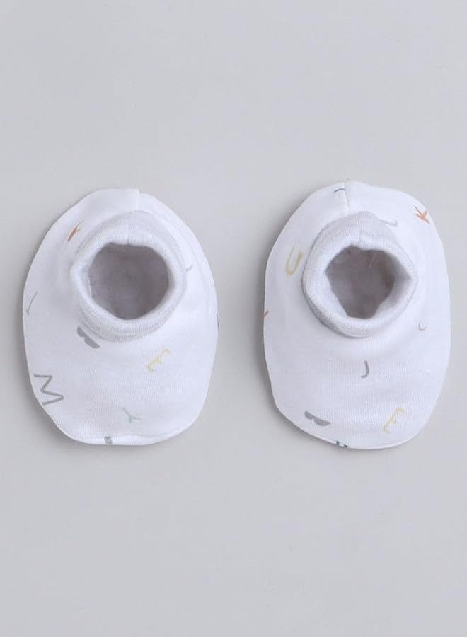 BUMZEE White & Grey Boys Cotton Cap Mitten Bootie Set Age - 0-3 Months (Peb8809-wht.Gry) - Image 3