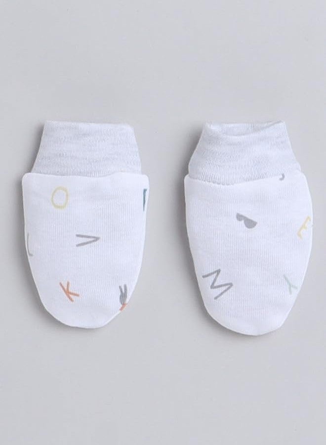 BUMZEE White & Grey Boys Cotton Cap Mitten Bootie Set Age - 0-3 Months (Peb8809-wht.Gry) - Image 4