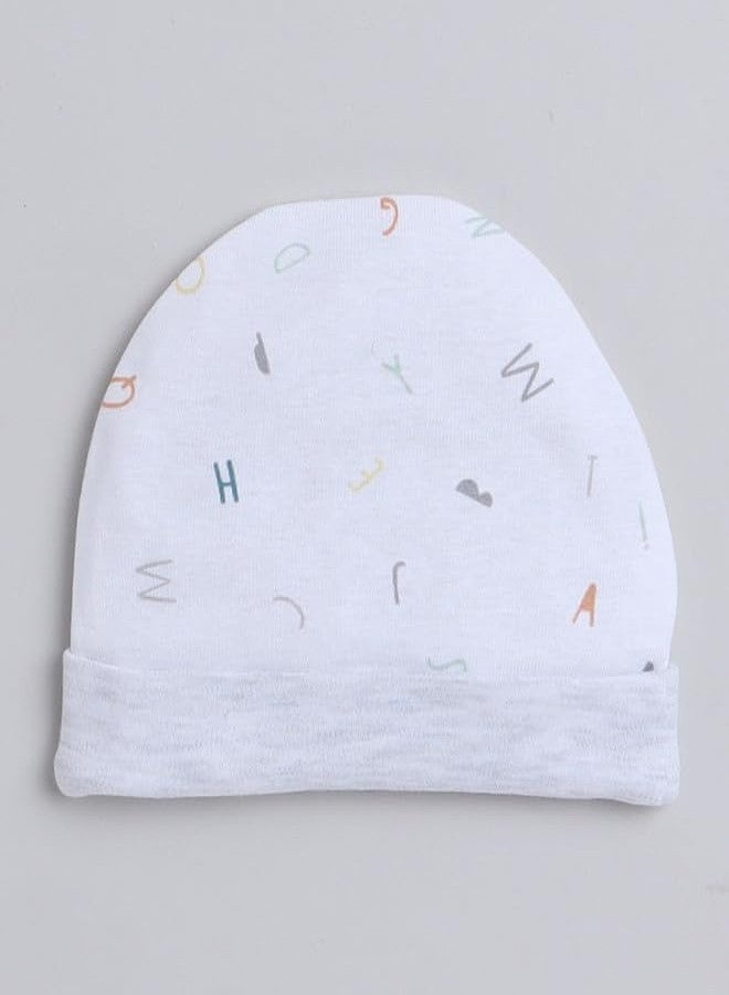 BUMZEE White & Grey Boys Cotton Cap Mitten Bootie Set Age - 0-3 Months (Peb8809-wht.Gry) - Image 2