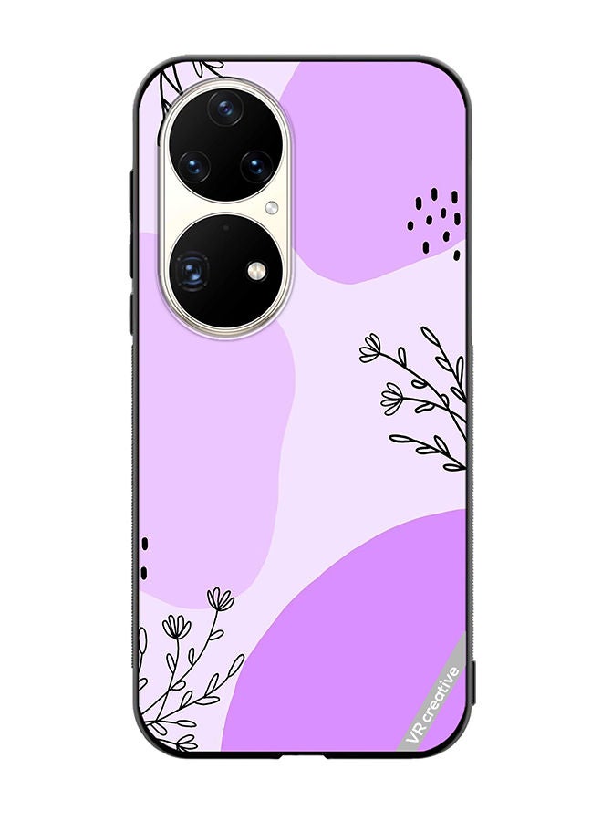 VR CREATIVE Protective Case Cover For Huawei P50 Pro Purple Flower Design Multicolour - Image 1
