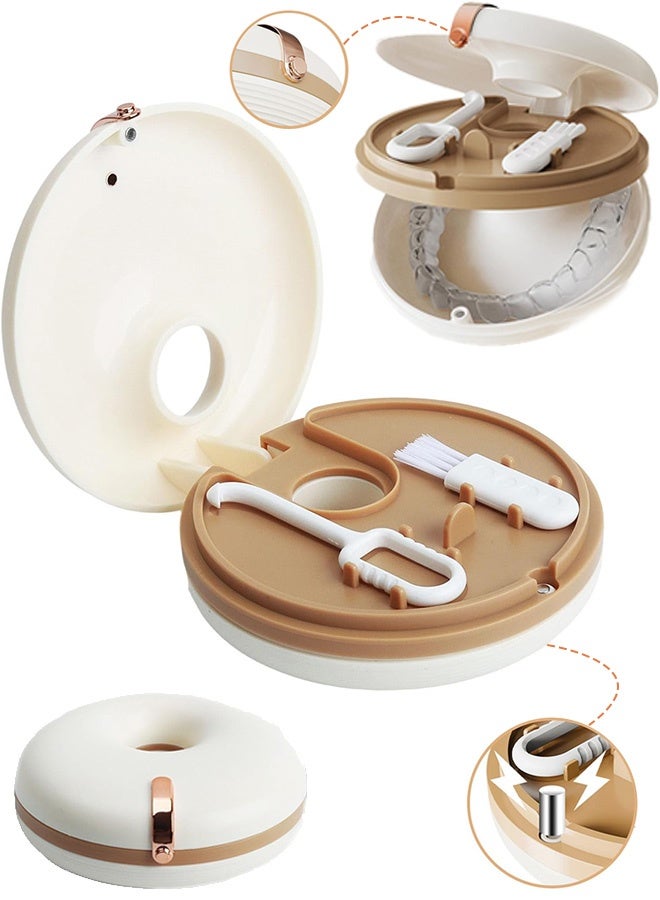 MXN Double-Layer Retainer Case, Portable Denture Bath Case, Denture Box Dental Storage Container with Denture Cleaner Brush Denture Container Portable, False Teeth Storage Container for travel retainer cleaning - Image 1