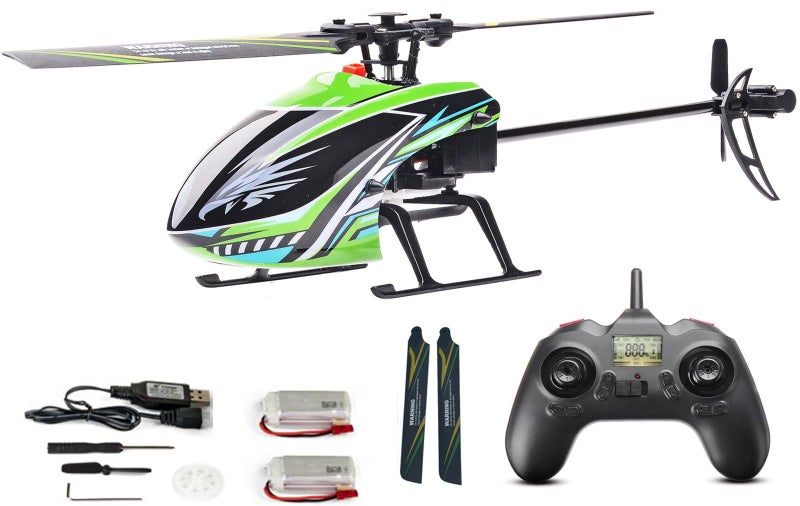 Flycolor طائرة هليكوبتر FLYCOLOR F03 RC 4 قنوات 24GHz تحكم عن بعد مع جيروسكوب 6 محاور ونظام تثبيت الارتفاع وزر الإقلاع الواحد للمبتدئين RTF أخضر - Image 3