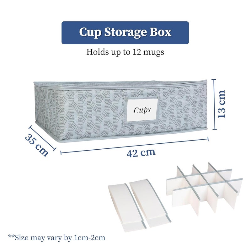 Homestrap Dinnerware Storage Organizer Set Quilted NonWoven Storage Box for Plates Mugs Glassware Waterproof DustProof SpaceSaving Wedding Gift 12 Felt Protectors Set of 4 - Image 3