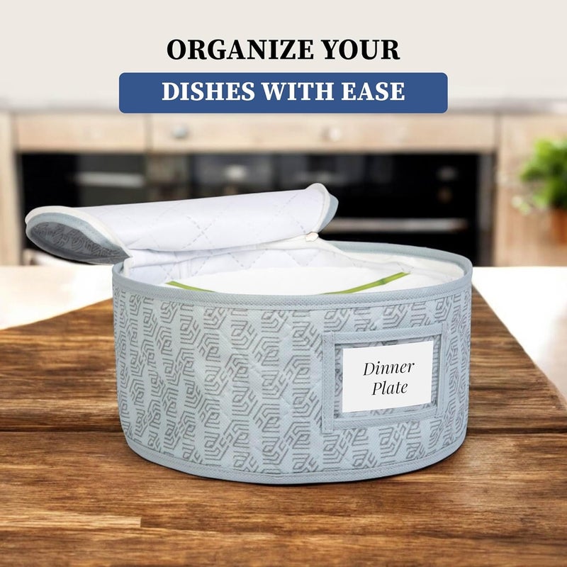 Homestrap Dinnerware Storage Organizer Set Quilted NonWoven Storage Box for Plates Mugs Glassware Waterproof DustProof SpaceSaving Wedding Gift 12 Felt Protectors Set of 4 - Image 5