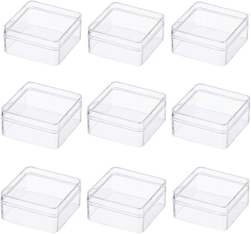 BENECREAT 10 Pack 6x6x3cm Square High Transparency Plastic Bead Storage Containers Box Case for Beauty Supplies,Tiny Bead, Jewerlry Findings and Other Small Items - Image 1