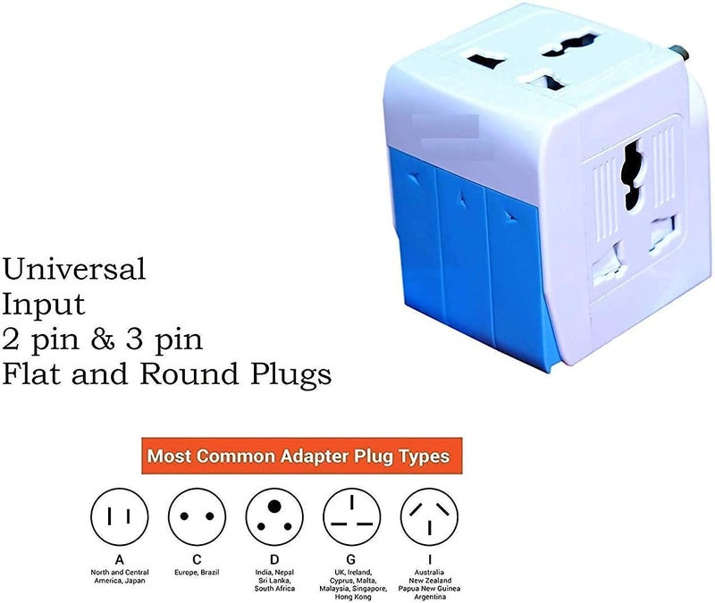 KITSSENTIAL 3 Way Socket Plug Adapter Universal Input Plug with Individual Switches and Led Indicator 10 Amps - Accepts Round - Image 1