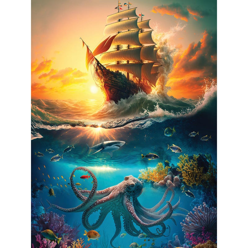 Bits and Pieces  300 Piece Jigsaw Puzzle for Adults  18 x 24  The Flying Dutchman  300 pc Large Pieces Seven Seas Ghost Ship Jigsaw by Ray Heere