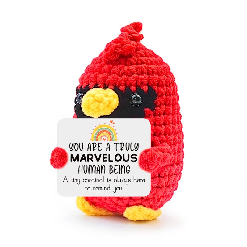 MHSMHL Cardinal Gifts for Women Handmade Crochet Cardinal with Inspirational Message Emotional Support Cardinal Gift for Teens Coworkers Graduation Friendship Christmas Stocking Stuffers - Image 3