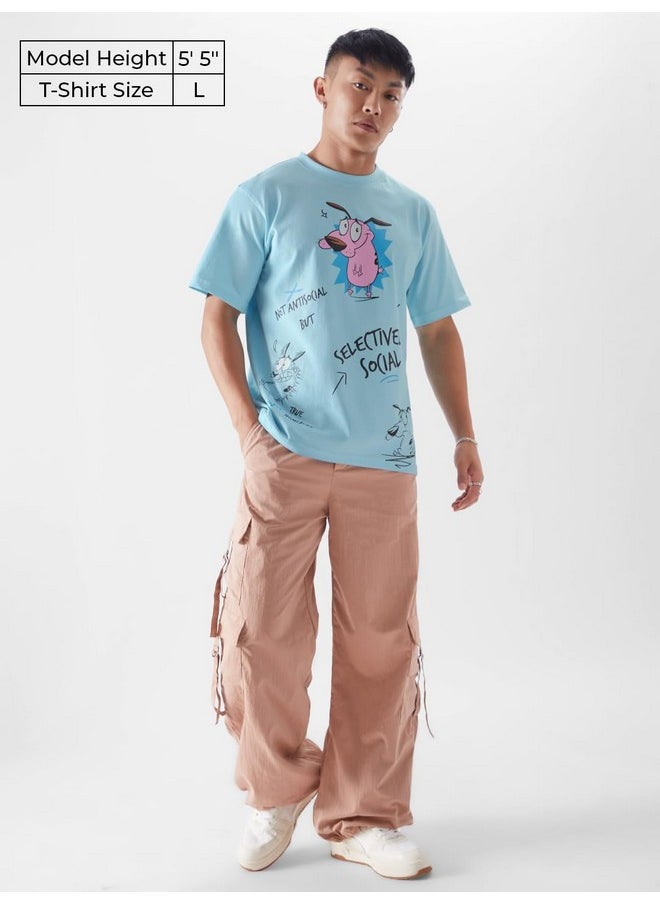 The Souled Store - The Souled Store Official Courage: Kinda Antisocial Mens and Boys Regular fit Half Sleeve Blue Color Cotton T-Shirts (228059_XL_Blue) T-Shirts Fashionable Trendy Graphic Prints Pop Culture Merchandise - Image 1
