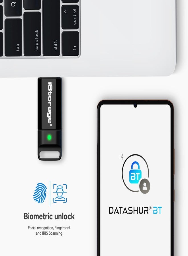 iStorage datAshur BT 128 GB USB 3.2 Encrypted Secure Flash Drive - Unlock Wirelessly via your Smartphone using Bluetooth (iOS/Android) - Remote Management Ready - IS-FL-DBT-256-128 - Image 2