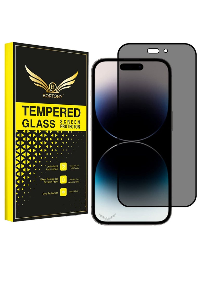 BORTONY 14 Pro Privacy Full Coverage Screen Protector Anti-Spy Tempered Glass Film Edge to Edge Protection Case Friendly for iPhone 14 Pro 6.1-Inch - Image 1
