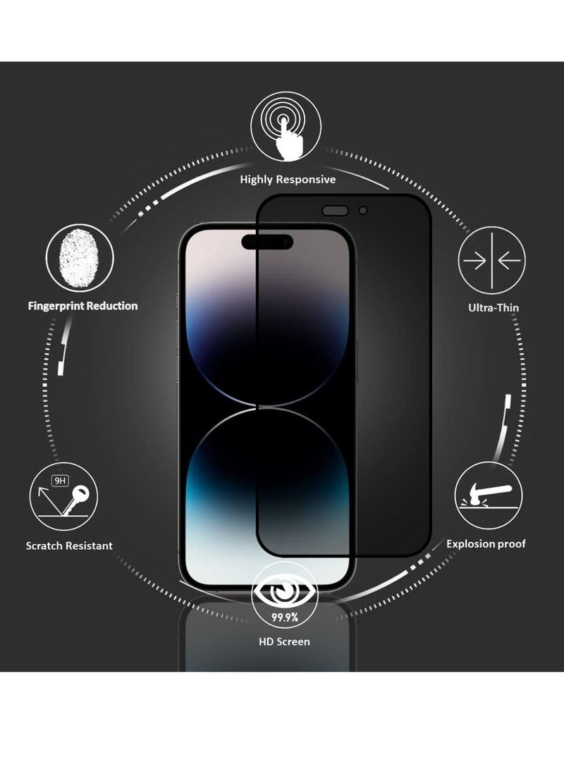BORTONY 14 Pro Privacy Full Coverage Screen Protector Anti-Spy Tempered Glass Film Edge to Edge Protection Case Friendly for iPhone 14 Pro 6.1-Inch - Image 2