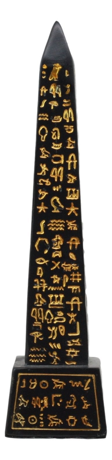 Ebros Gift Ebros Egyptian Temple of Ra Desert Obelisk with Hieroglyphs Statue 8"" Tall Ancient Egypt Landmark Obelisks Pillar Tower Figurine (Black and Gold) - Image 4