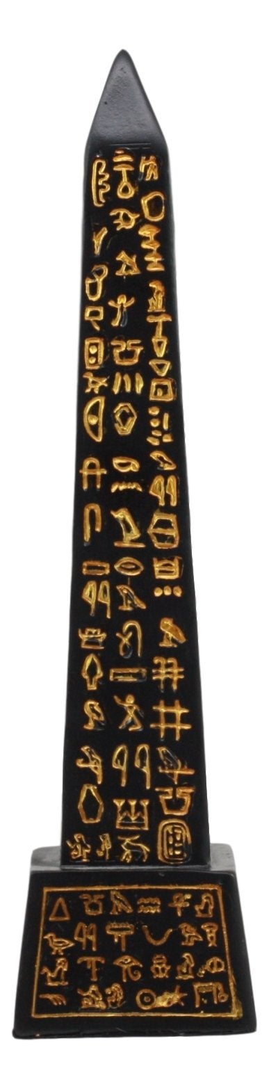Ebros Gift Ebros Egyptian Temple of Ra Desert Obelisk with Hieroglyphs Statue 8"" Tall Ancient Egypt Landmark Obelisks Pillar Tower Figurine (Black and Gold) - Image 3