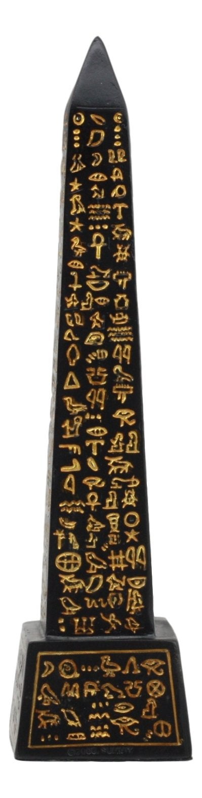 Ebros Gift Ebros Egyptian Temple of Ra Desert Obelisk with Hieroglyphs Statue 8"" Tall Ancient Egypt Landmark Obelisks Pillar Tower Figurine (Black and Gold) - Image 5