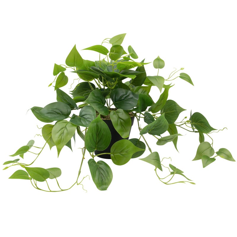 LOYWREE Artificial Scindapsus Aureus Fake Pothos Plants in Black Pots - Realistic Faux Indoor Greenery Potted for Home, Office, Desk, Shelf, Living Room, Bedroom, Balcony, Patio & Garden Decor - Image 1