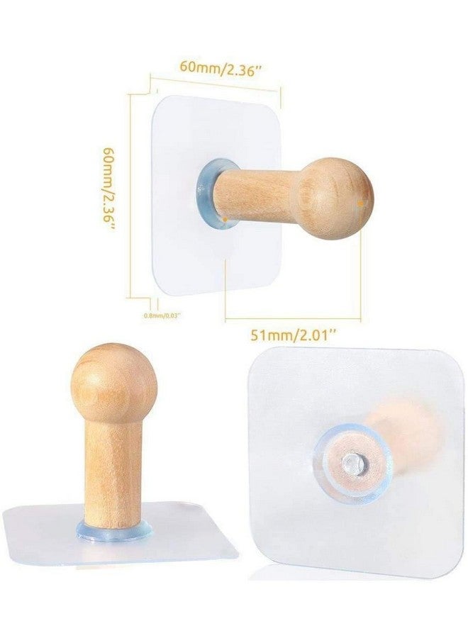 ZOMOZA Self Adhesive Wooden Hooks Hat Hooks Wall Mounted Hat Hanger Wall Rack Coat Hanging Wooden Bathroom Hooks Stick On Door Closet Cabinet Wardrobe Entryway Waterproof Oil Proof - Pack Of 4  - Image 3