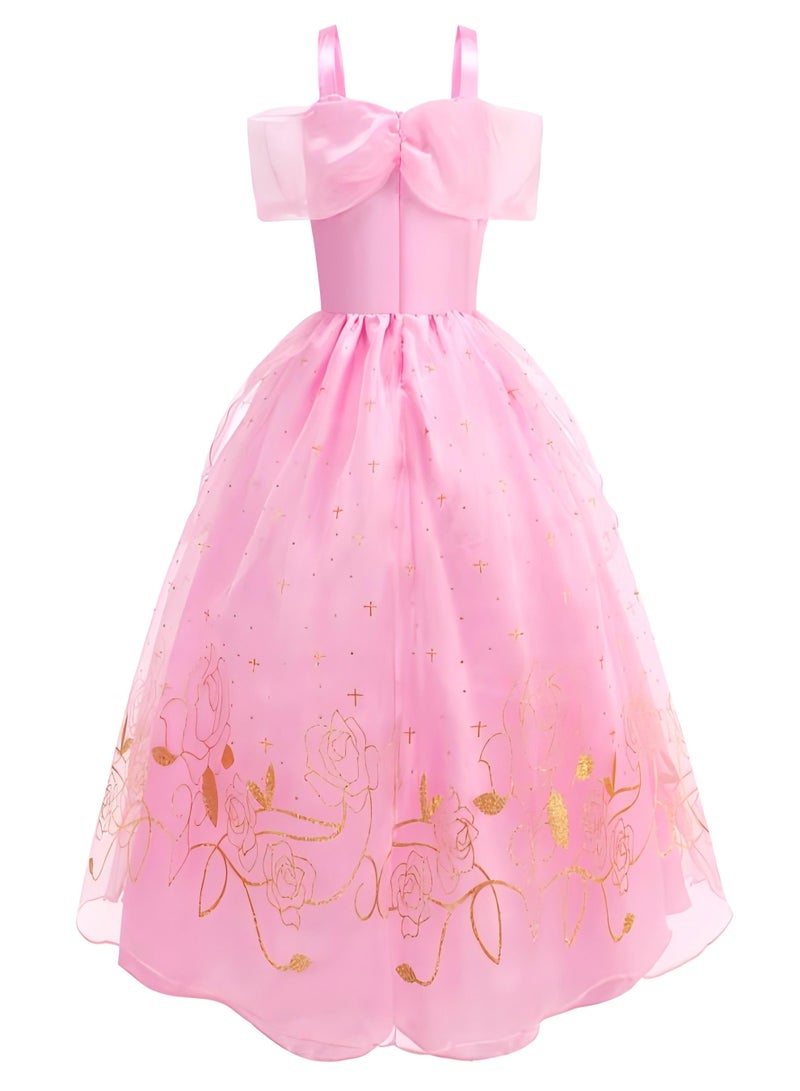 Halloween Children's Day  Children's Stage Costume Costume Pink Princess Dress Accessories 7 pieces - Image 3